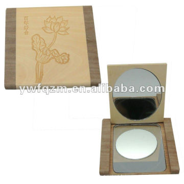 miroir compact en bois pliable